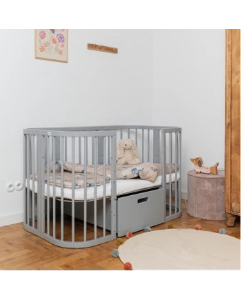 Lettino 7 in 1 con materasso Grigio | Waldin