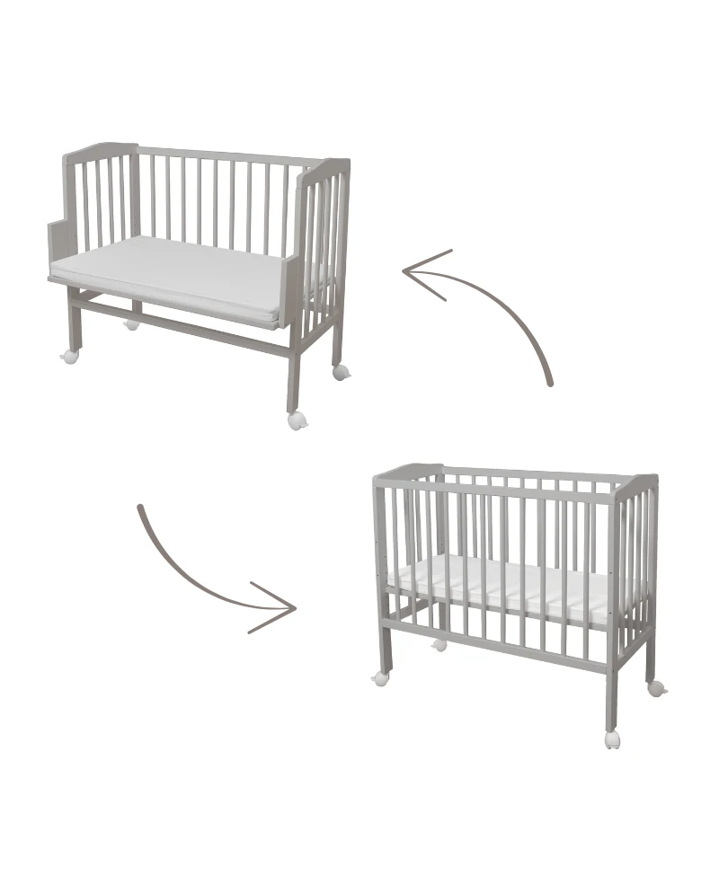 Lettino 2in1 con materasso - Grigio | Waldin