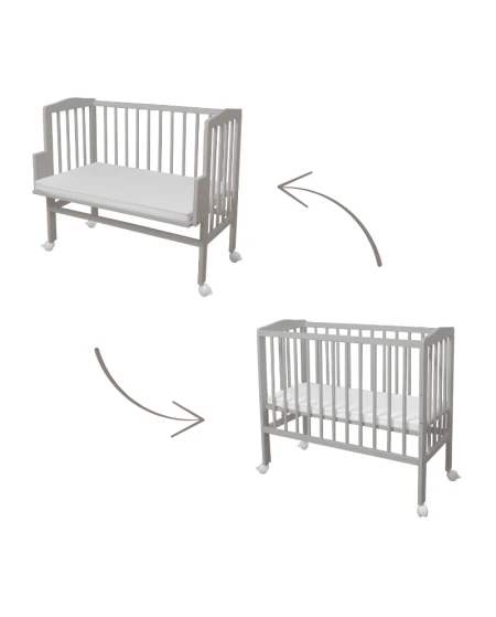 Lettino 2in1 con materasso - Grigio | Waldin