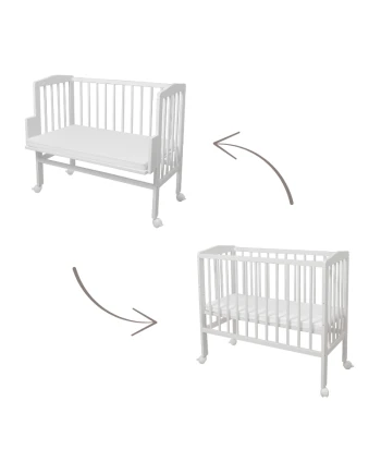 Lettino 2 in 1 con materasso - Bianco | Waldin