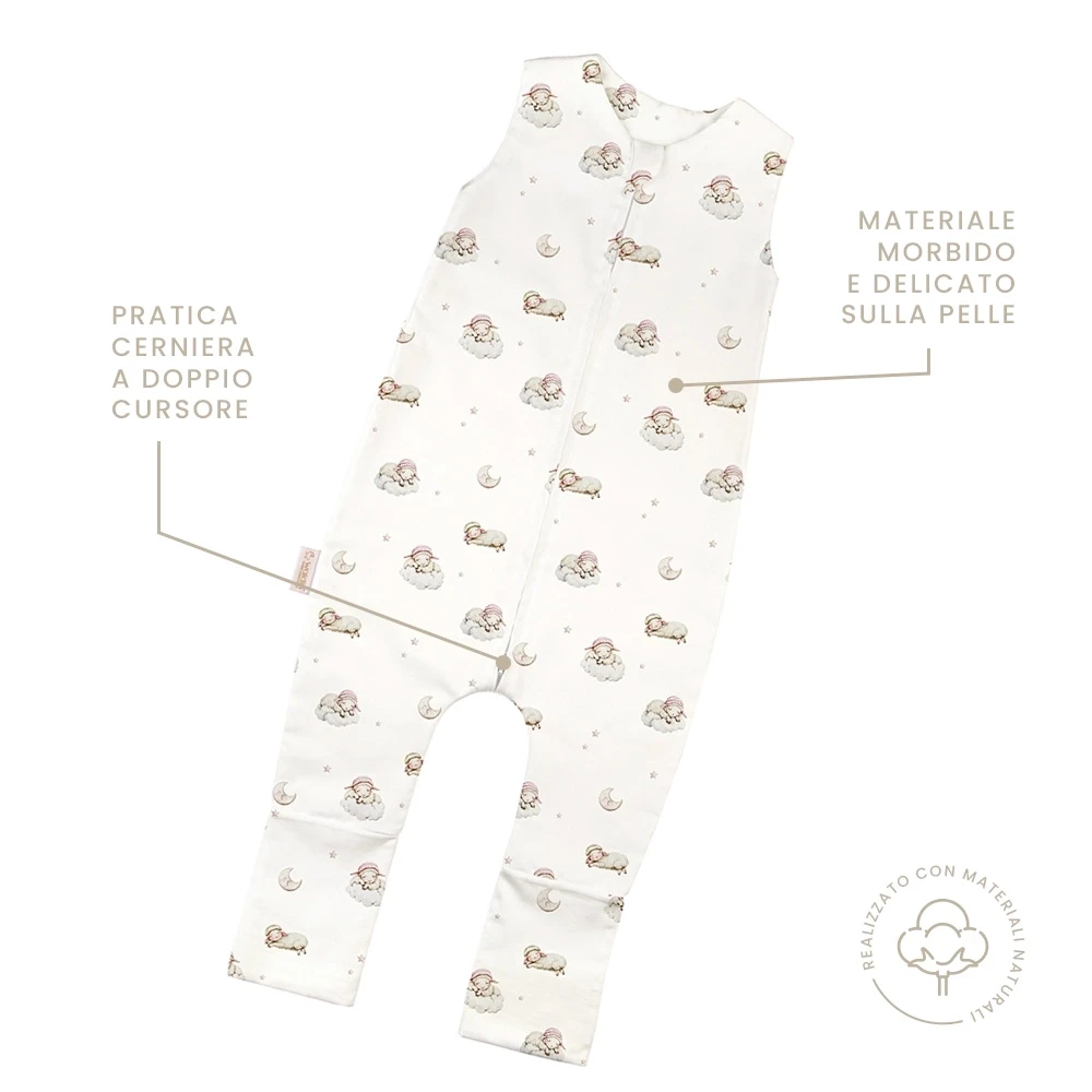 Sacco-a-pelo-con-gambe-estate-0.5-TOG-Ninna-Nanna-Bianco-3-4-anni-caratteristiche